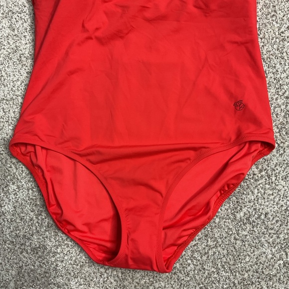 Draper James Ruffle V-Neck Floral One Piece Swimsuit Orange Sz 14 Beach Summer - Picture 4 of 10